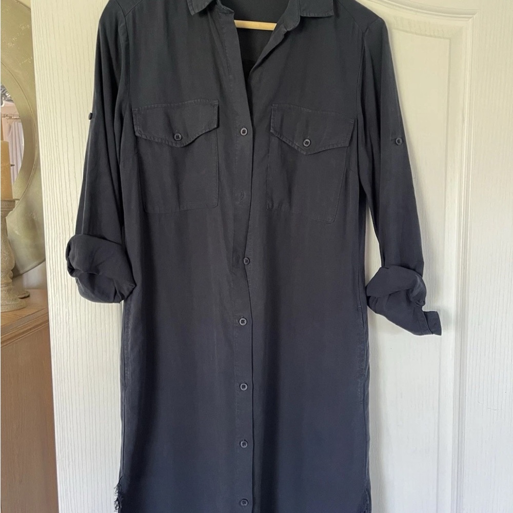 Bella Dahl Charcoal Long Sleeve Shirt Dress